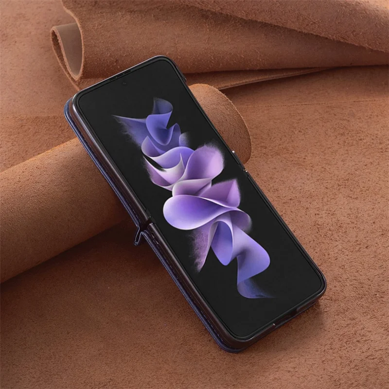 Para Samsung Galaxy Z Flip5 5G PU Leather + PC Phone Case Butterfly Pattern Imprinted Shockproof Cover - Azul