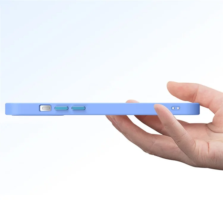 Für iPhone 15 Pro Clear Phone Case Soft TPU+Hard PC Stoßabsorption Handyhülle mit Metallknopfabdeckung - Lavendel