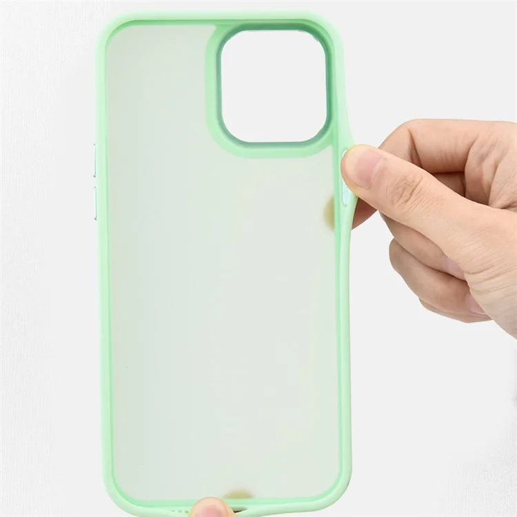 Para iPhone 15 Pro TPU+Cubierta de botón de metal PC duro Funda de teléfono Skin-touch - Morado oscuro