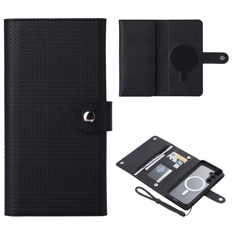 VILI GHB Series per Samsung Galaxy S23 FE Custodia in Pelle Compatibile con MagSafe Tasca con Cerniera Blocco RFID - Nero