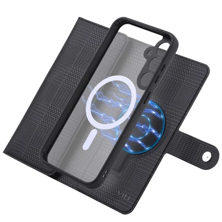 VILI GHB Series per Samsung Galaxy S23 FE Custodia in Pelle Compatibile con MagSafe Tasca con Cerniera Blocco RFID - Nero