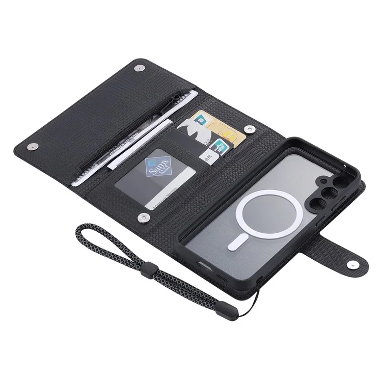 VILI GHB Series per Samsung Galaxy S23 FE Custodia in Pelle Compatibile con MagSafe Tasca con Cerniera Blocco RFID - Nero