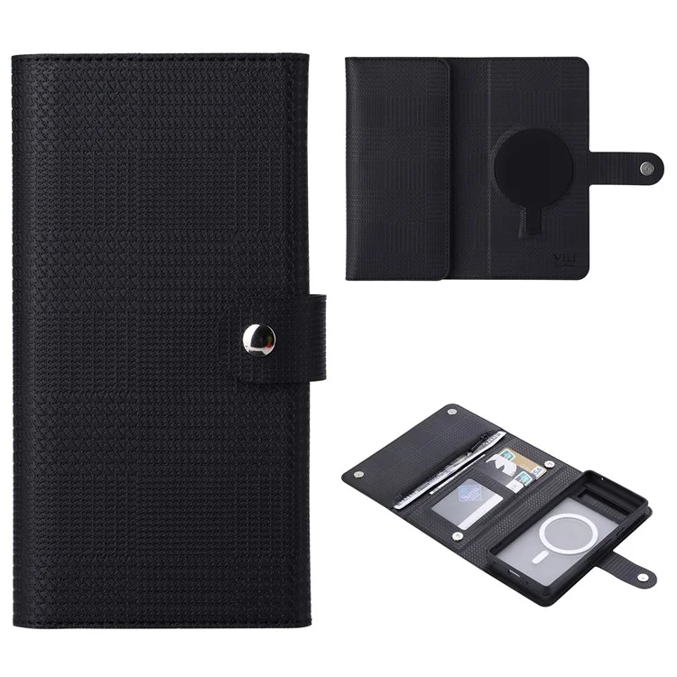 VILI GHB Series RFID Blocking Leather Case for Google Pixel 7a Zipper Pocket Phone Cover Compatible with MagSafe - Black