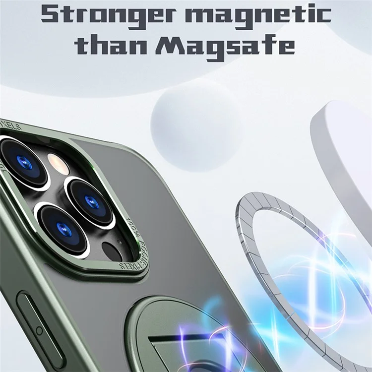 Style-A Metal Kickstand Phone Case for iPhone 15 Pro , Compatible with MagSafe Acrylic+TPU Phone Shell - Army Green