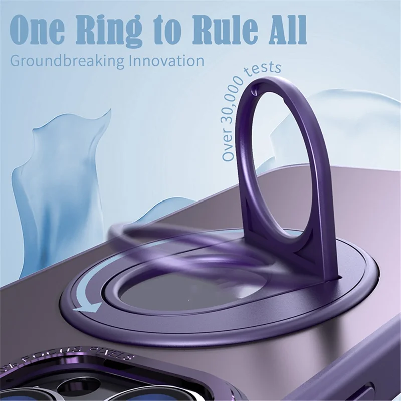 Coque de téléphone compatible avec MagSafe pour iPhone 15 Pro Max Style-A en métal avec support - Violet