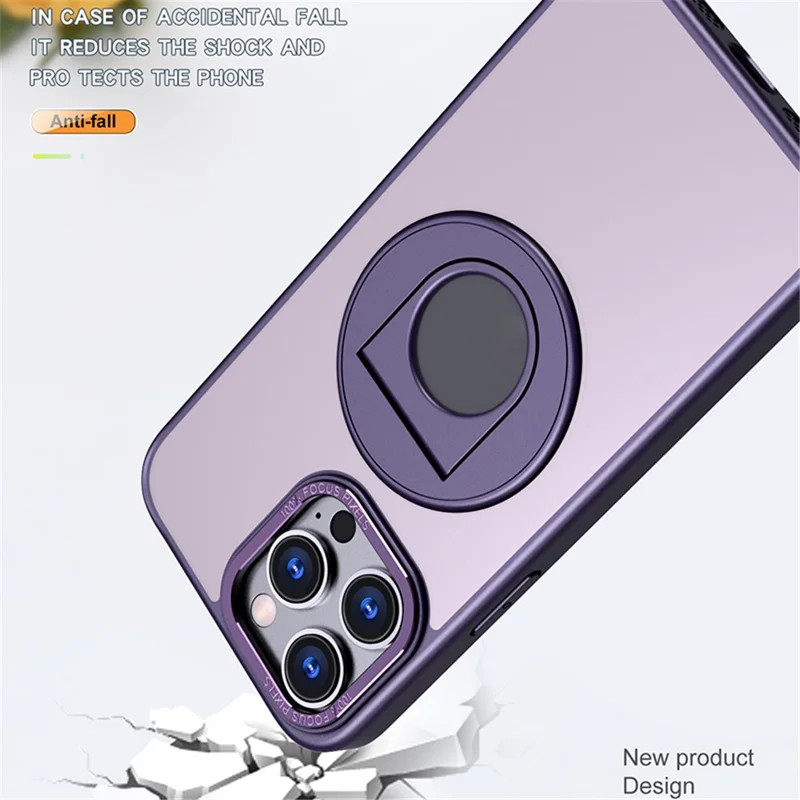 Custodia per telefono Style-A Acrylic+TPU per iPhone 14 Pro Max, Custodia Girevole con Supporto a Forma di Anello Antiurto - Viola