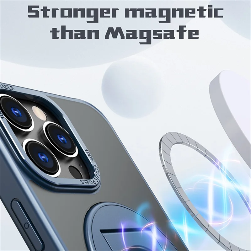 Style-A Acrylic+TPU Phone Case for iPhone 14 Pro Max , Rotating Ring Kickstand Shockproof Cover - Blue