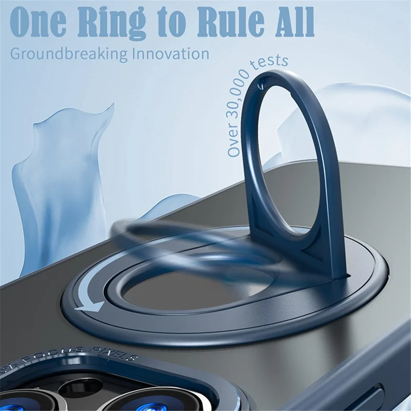 Style-A Acrylic+TPU Phone Case for iPhone 14 Pro Max , Rotating Ring Kickstand Shockproof Cover - Blue