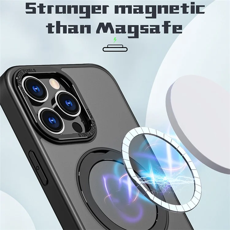 Style-B Rotating Ring Kickstand Cover for iPhone 14 Pro Max , Acrylic+TPU Armor Shockproof Phone Case - Black