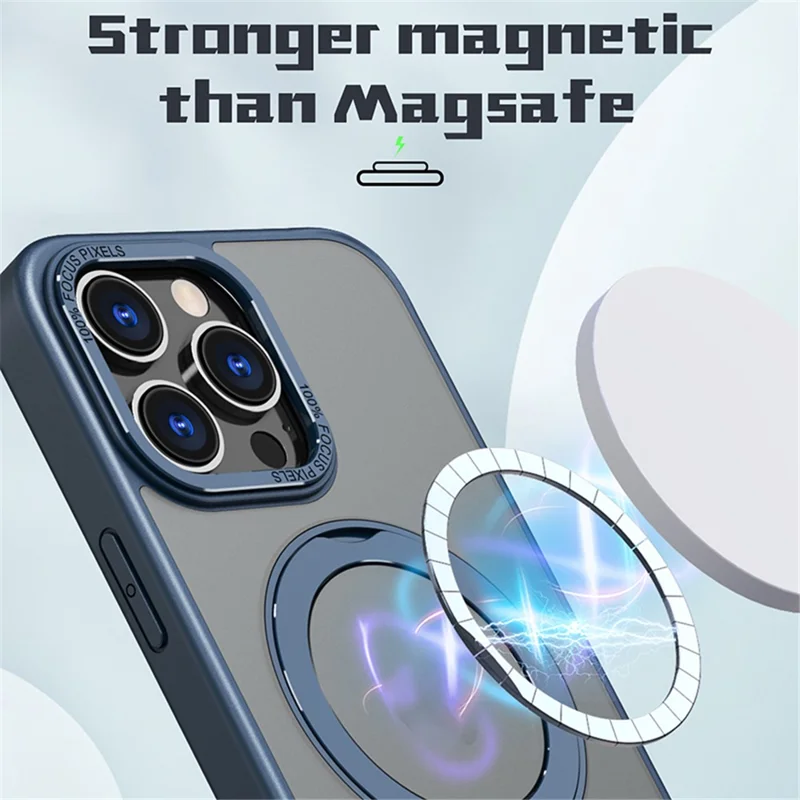 Style-B Rotating Ring Kickstand Cover for iPhone 14 Pro Max , Acrylic+TPU Armor Shockproof Phone Case - Blue