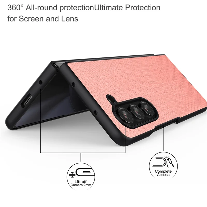 VILI TH Series For Samsung Galaxy Z Fold5 5G Anti-Drop Phone Case PU+PC+TPU Phone Cover - Pink