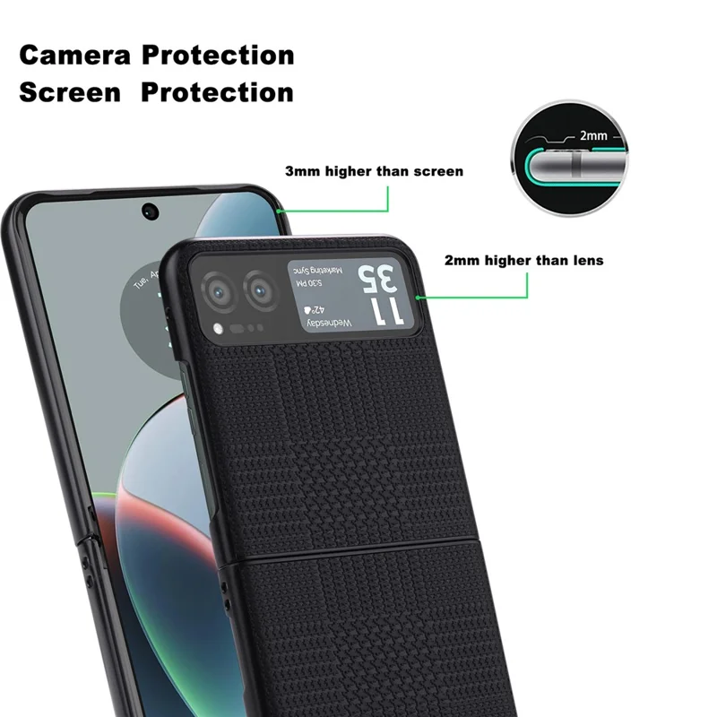 VILI TH Series For Motorola Razr 40 5G Phone Case PU Leather Coated PC+TPU Scratch-proof Cover - Black