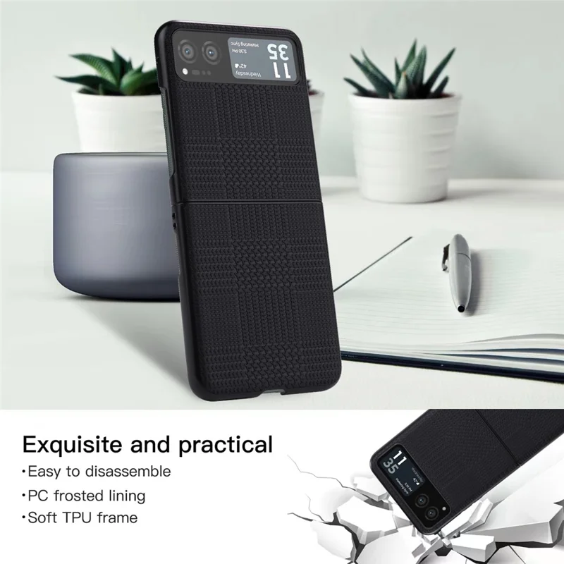 VILI TH Series For Motorola Razr 40 5G Phone Case PU Leather Coated PC+TPU Scratch-proof Cover - Black