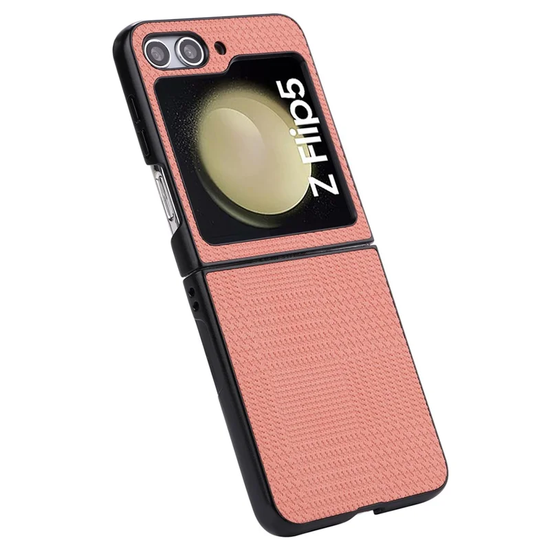 VILI TH Series For Samsung Galaxy Z Flip5 5G Cellphone Protective Case PU Leather Coated PC+TPU Phone Cover - Pink