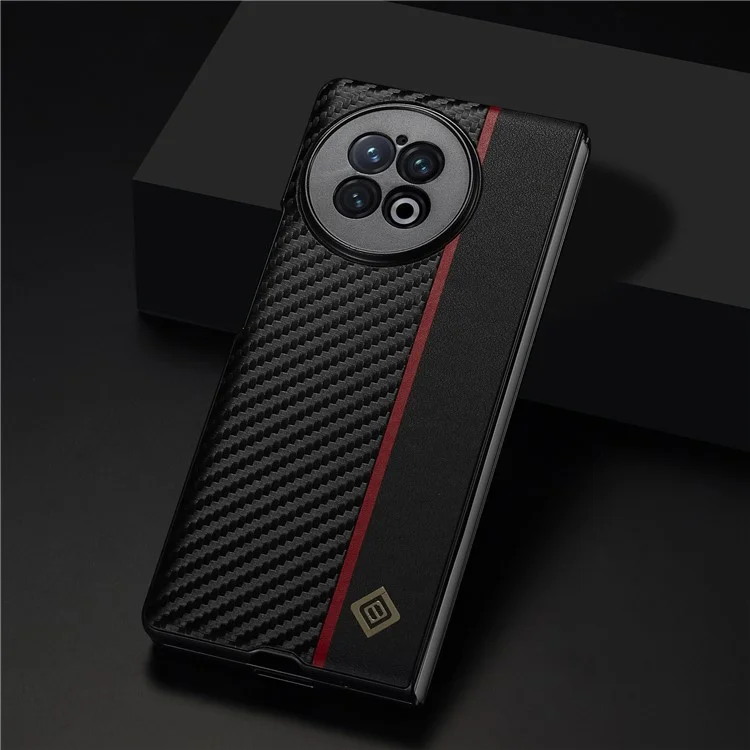 LC.IMEEKE For vivo X Fold2 Carbon Fiber Texture Phone Case PU Leather+TPU+EVA Back Cover