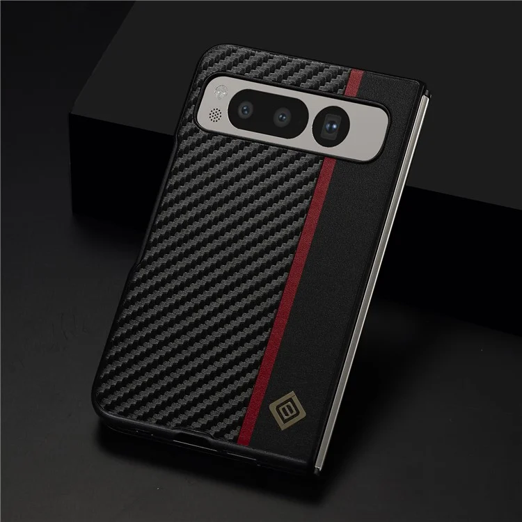LC.IMEEKE For Google Pixel Fold Anti-scratch Carbon Fiber Texture Phone Case PU Leather+TPU+EVA Back Cover