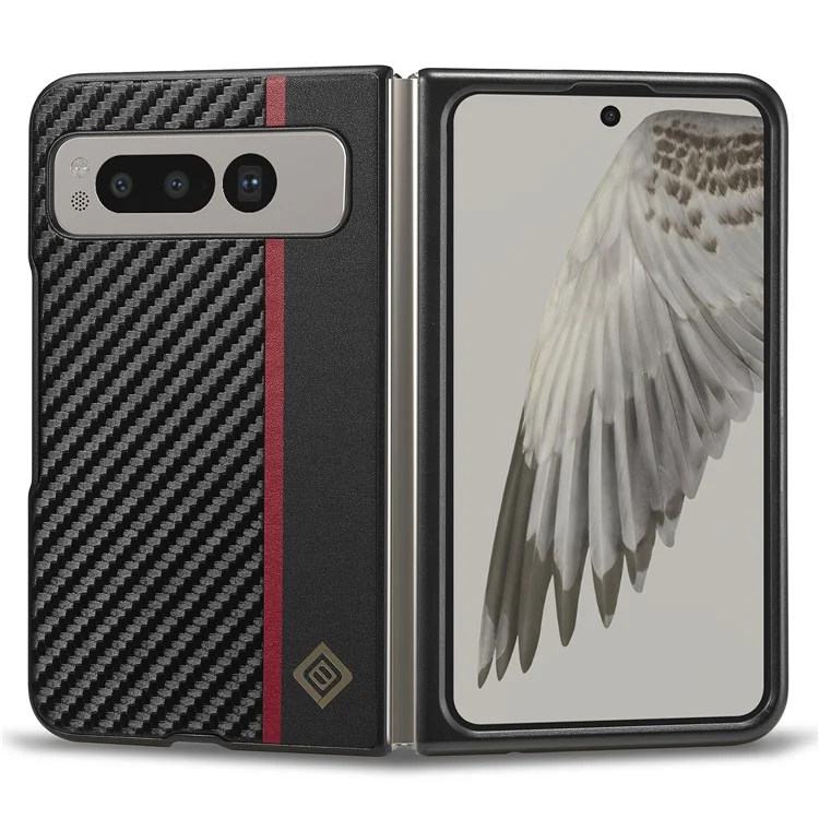 LC.IMEEKE For Google Pixel Fold Anti-scratch Carbon Fiber Texture Phone Case PU Leather+TPU+EVA Back Cover