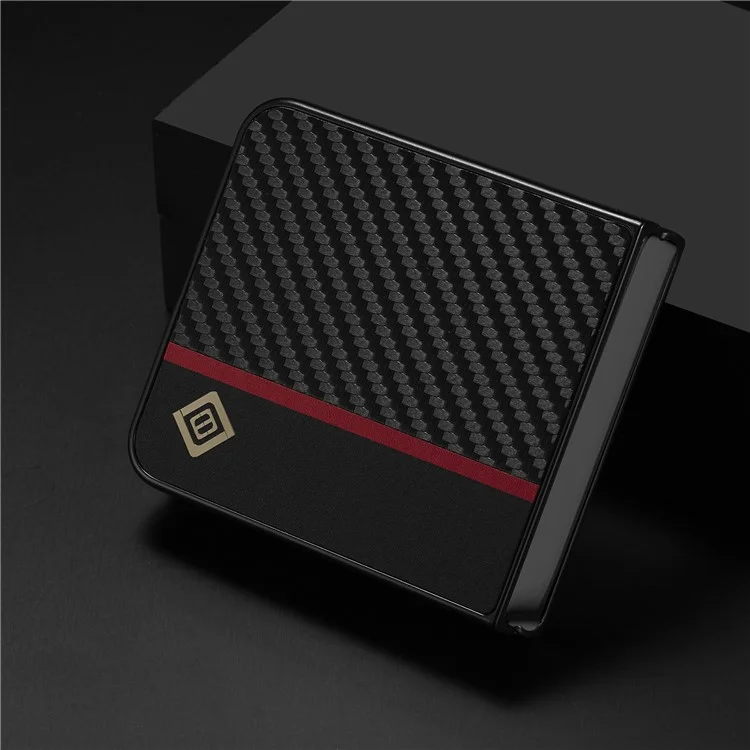 LC.IMEEKE Back Cover for vivo X Flip , Carbon Fiber Texture PU Leather+TPU+EVA Anti-fall Phone Case