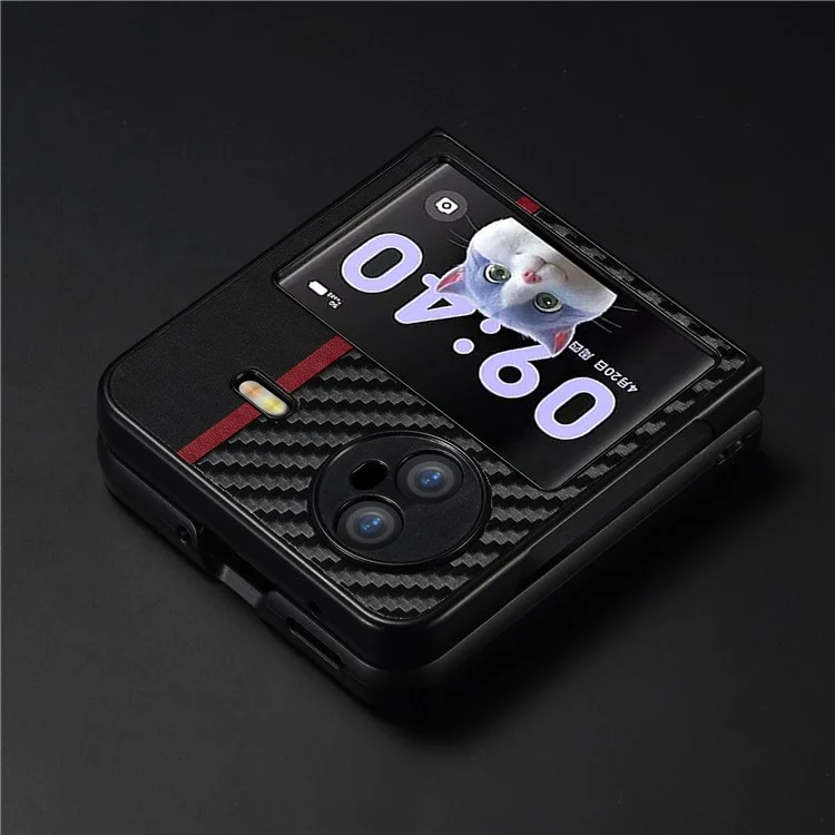 LC.IMEEKE Back Cover for vivo X Flip , Carbon Fiber Texture PU Leather+TPU+EVA Anti-fall Phone Case