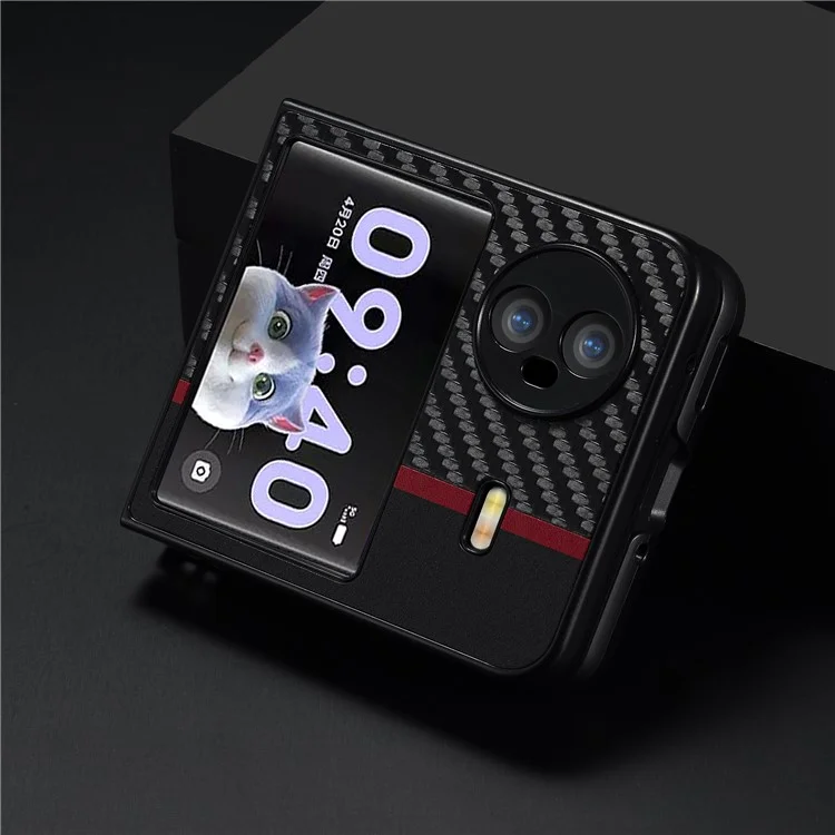 LC.IMEEKE Back Cover for vivo X Flip , Carbon Fiber Texture PU Leather+TPU+EVA Anti-fall Phone Case