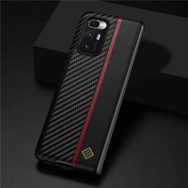 LC.IMEEKE Carbon Fiber Texture Cover for Xiaomi Mi Mix Fold , PU Leather+TPU+EVA Phone Back Protector Case