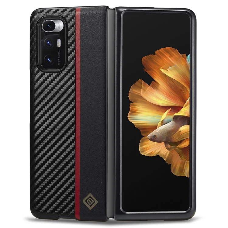 LC.IMEEKE Carbon Fiber Texture Cover for Xiaomi Mi Mix Fold , PU Leather+TPU+EVA Phone Back Protector Case
