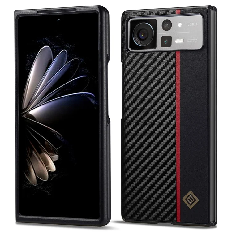 Coque arrière LC.IMEEKE pour Xiaomi Mix Fold 2 5G, téléphone mobile Texture en fibre de carbone Revêtement en cuir PU+TPU+EVA