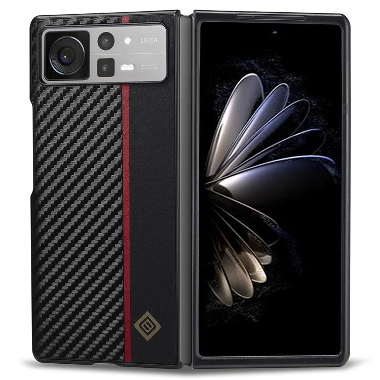 Coque arrière LC.IMEEKE pour Xiaomi Mix Fold 2 5G, téléphone mobile Texture en fibre de carbone Revêtement en cuir PU+TPU+EVA