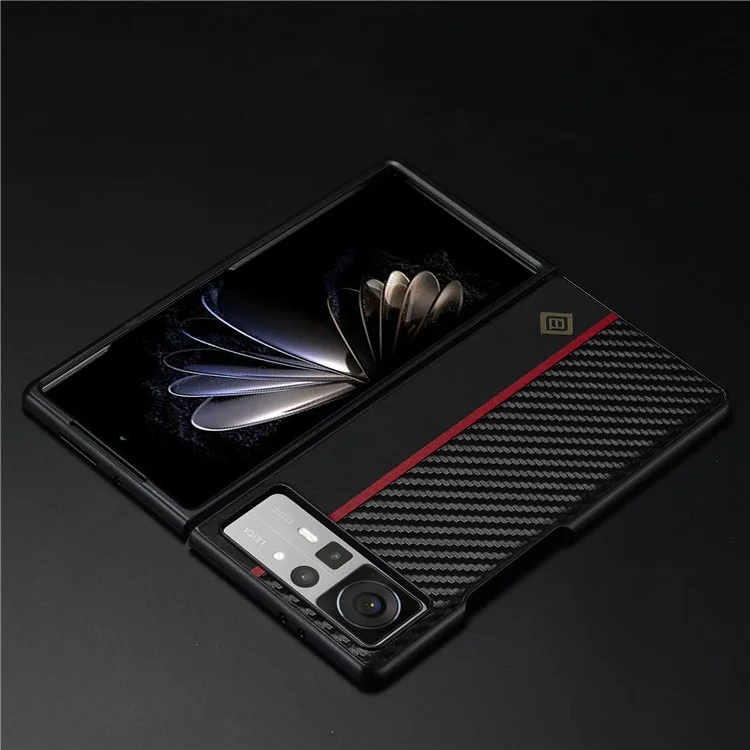 Coque arrière LC.IMEEKE pour Xiaomi Mix Fold 2 5G, téléphone mobile Texture en fibre de carbone Revêtement en cuir PU+TPU+EVA