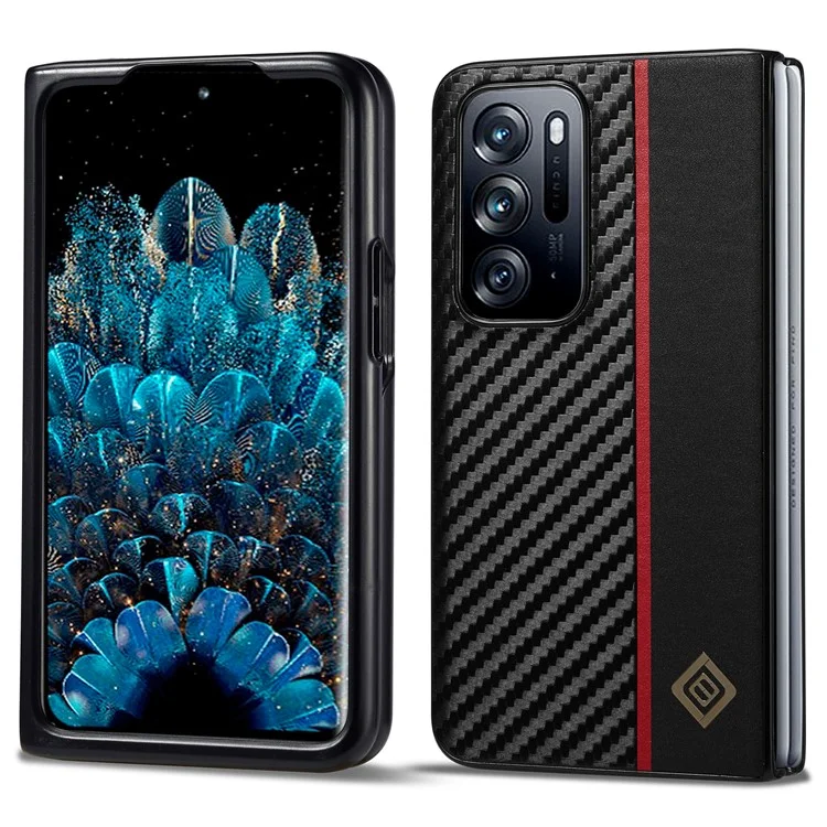 LC.IMEEKE Für Oppo Find N Anti-Fall Kohlefaser-Textur-Abdeckung Mobiltelefon PU-Leder+TPU+EVA-Hülle