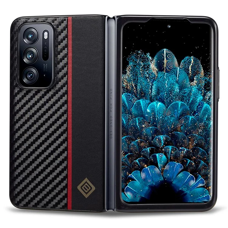 LC.IMEEKE Für Oppo Find N Anti-Fall Kohlefaser-Textur-Abdeckung Mobiltelefon PU-Leder+TPU+EVA-Hülle