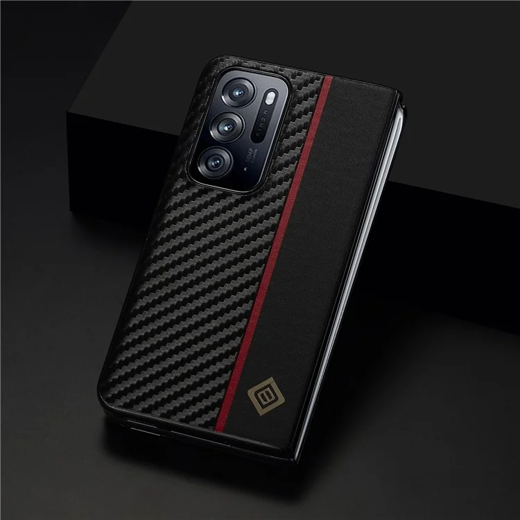 LC.IMEEKE Für Oppo Find N Anti-Fall Kohlefaser-Textur-Abdeckung Mobiltelefon PU-Leder+TPU+EVA-Hülle