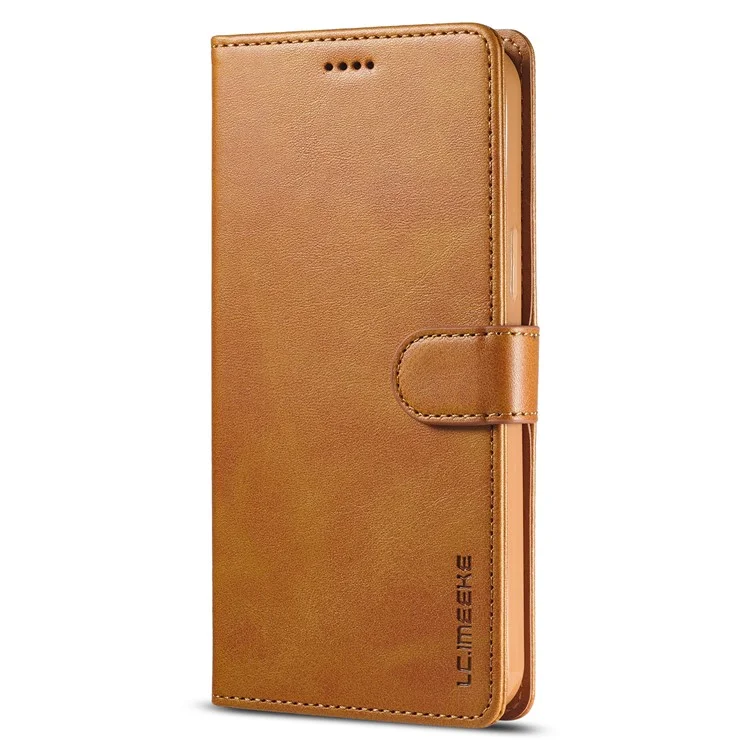 LC.IMEEKE Per iPhone 15 Drop Resistant Wallet Case PU Leather Calf Texture Stand Flip Cover - Giallo