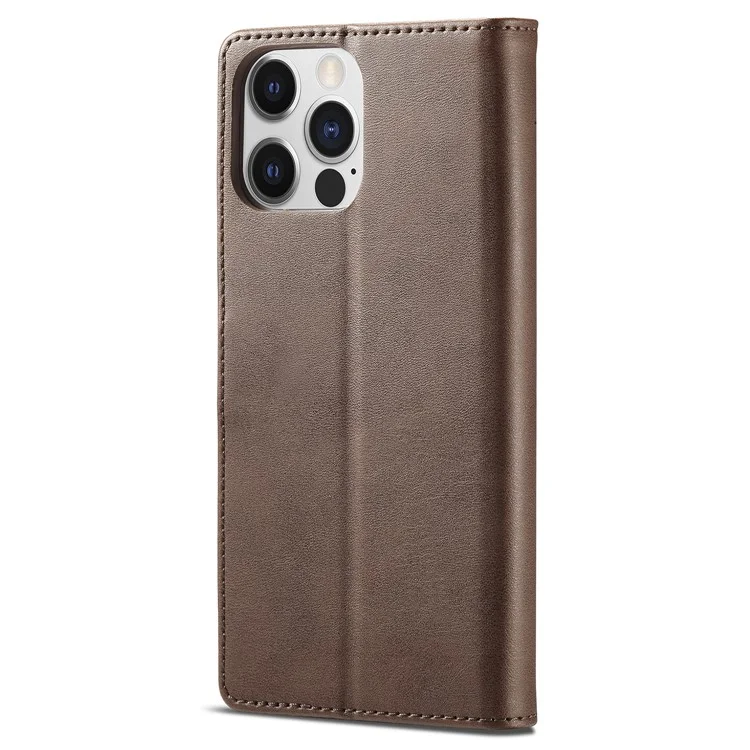 LC.IMEEKE Brieftasche Hülle für iPhone 15 Pro, vollständiger Schutz PU-Leder Kalbleder Textur Klapphülle - Braun