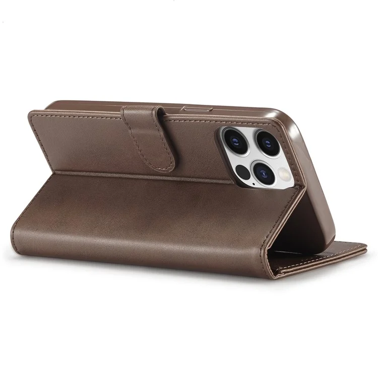 LC.IMEEKE Brieftasche Hülle für iPhone 15 Pro, vollständiger Schutz PU-Leder Kalbleder Textur Klapphülle - Braun