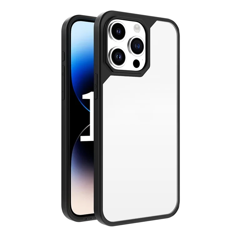 Diseño de Leeu Para Iphone 15 Pro Cubierta de Teléfono Sonero Tpu+case de Acrílico Con Enchufe a Prueba de Polvo Deslizante - Negro