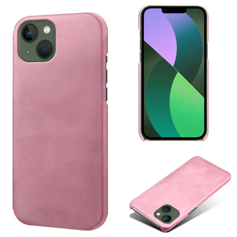 Для iPhone 15 Plus PU Leather + PC Calf Texture Case Ultra-Thin Protective Phone Cover - Rose Gold