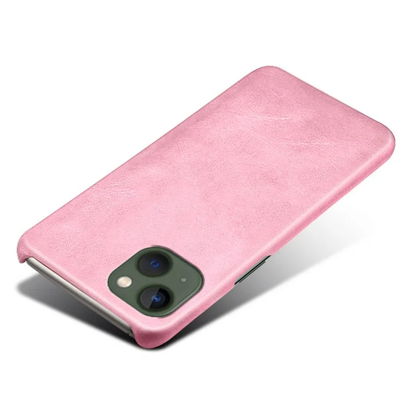Для iPhone 15 Plus PU Leather + PC Calf Texture Case Ultra-Thin Protective Phone Cover - Rose Gold