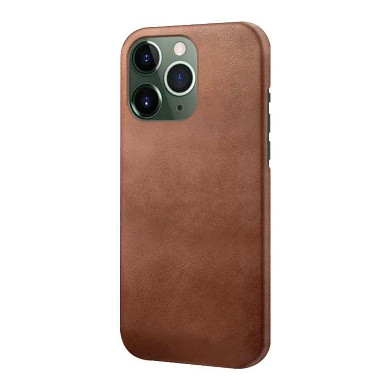 For iPhone 15 Pro PU Leather + PC Phone Case Calf Texture Shockproof Cover - Brown