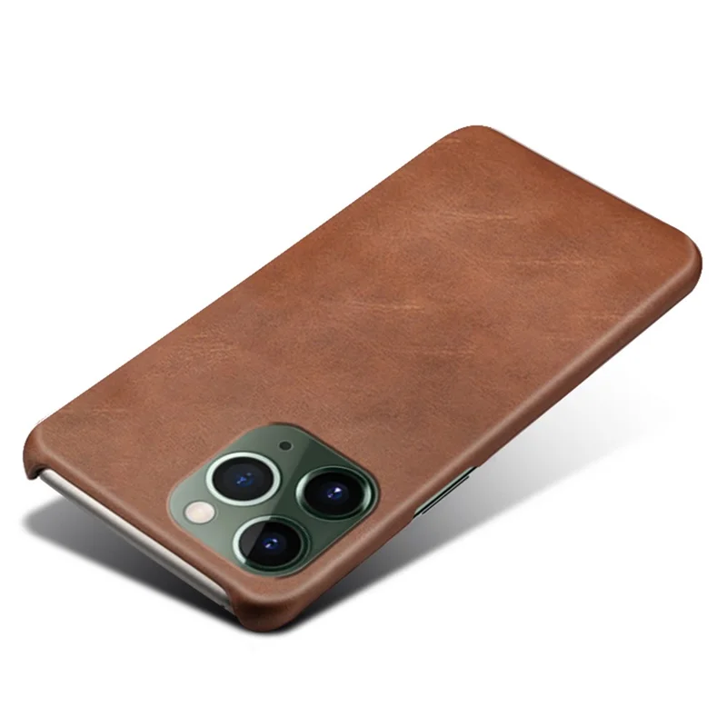 For iPhone 15 Pro PU Leather + PC Phone Case Calf Texture Shockproof Cover - Brown