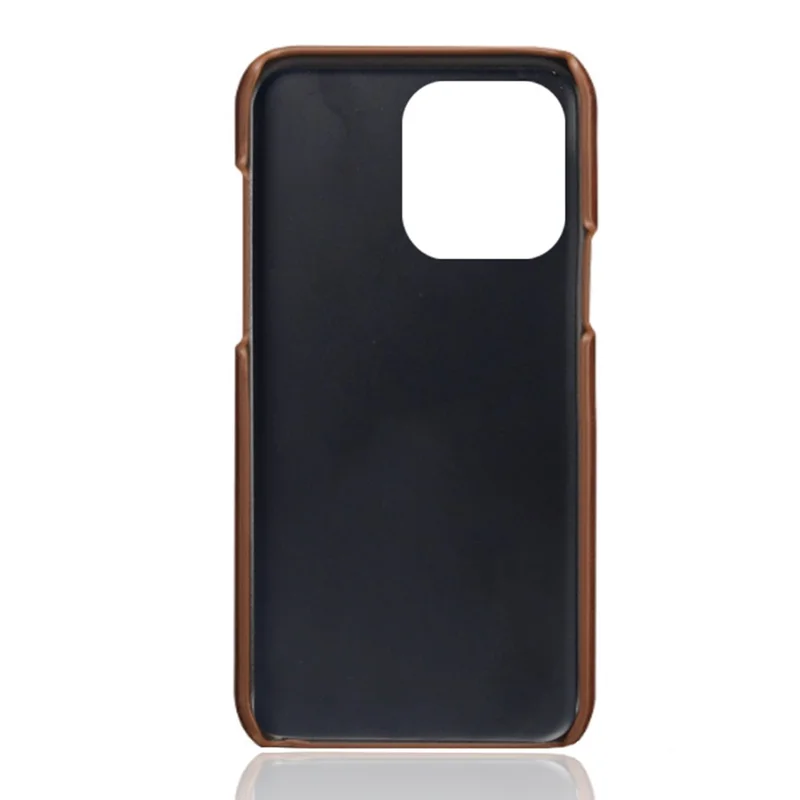 For iPhone 15 Pro PU Leather + PC Phone Case Calf Texture Shockproof Cover - Brown