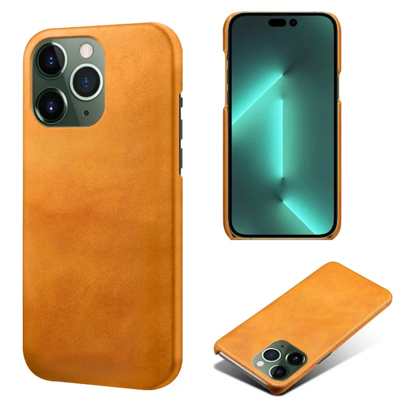 For iPhone 15 Pro PU Leather + PC Phone Case Calf Texture Shockproof Cover - Orange