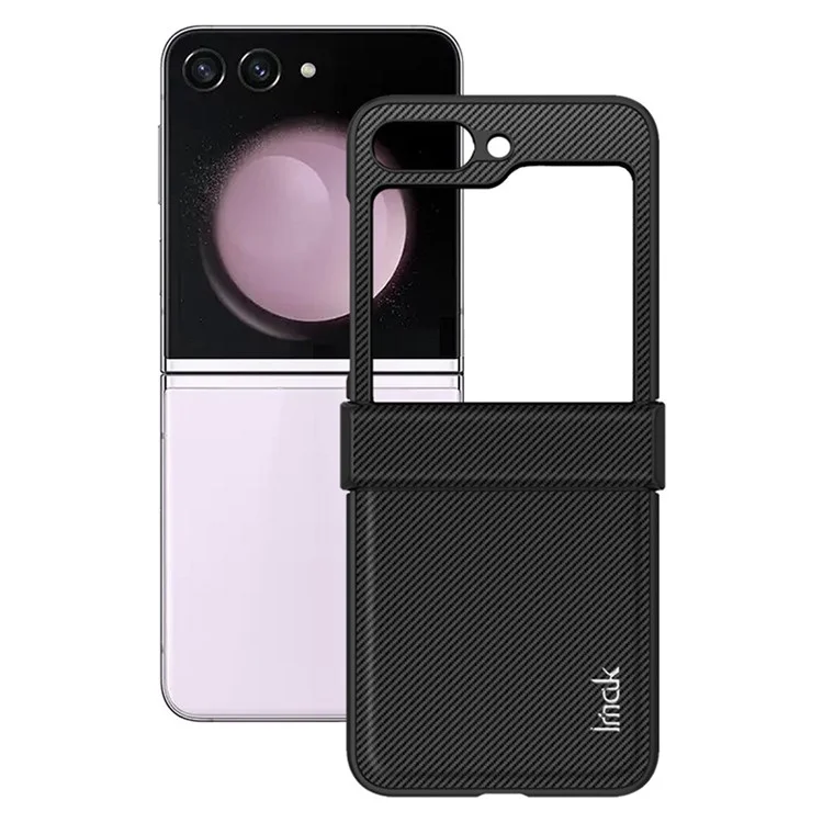IMAK Ruiyi Series per Samsung Galaxy Z Flip5 5G Phone Cover Texture in fibra di carbonio PC + Custodia in pelle PU per telefono