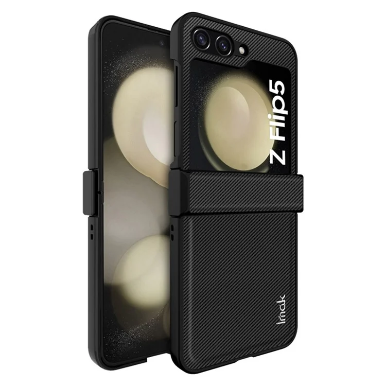 IMAK Ruiyi Series per Samsung Galaxy Z Flip5 5G Phone Cover Texture in fibra di carbonio PC + Custodia in pelle PU per telefono