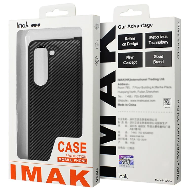 IMAK Ruiyi Series per Samsung Galaxy Z Flip5 5G Phone Cover Texture in fibra di carbonio PC + Custodia in pelle PU per telefono