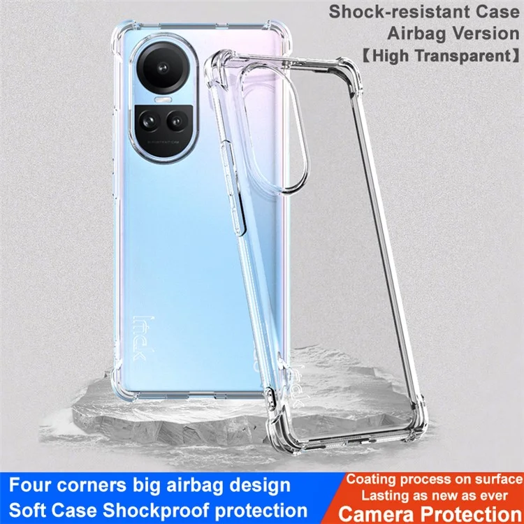 IMAK para Oppo Reno10 Pro 5G (Global) / Reno10 5G (Global) Funda de teléfono móvil de TPU transparente Cubierta Cojín de airbag de cuatro esquinas Carcasa para teléfono inteligente - Transparente