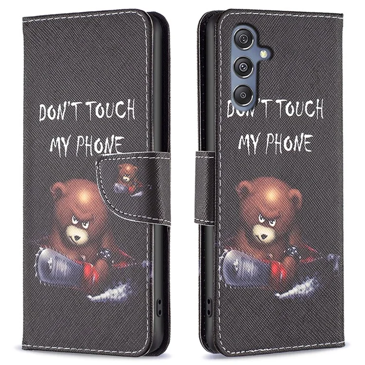 Für Samsung Galaxy F34 5G / M34 5G PU-Leder Muster Drucken Handy-Hülle Brieftasche Stand Anti-Drop-Abdeckung - Bär