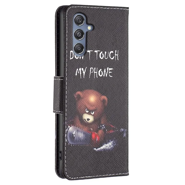 Für Samsung Galaxy F34 5G / M34 5G PU-Leder Muster Drucken Handy-Hülle Brieftasche Stand Anti-Drop-Abdeckung - Bär