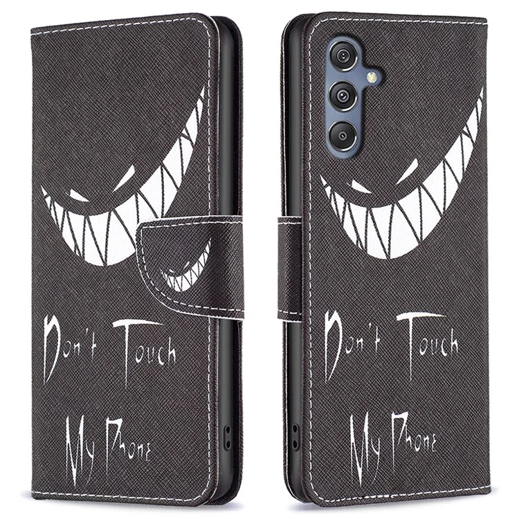 Pour Samsung Galaxy F34 5G / M34 5G Étui de téléphone en cuir PU avec impression de motif Portefeuille Support Anti-chute - Ne touchez pas à mon téléphone