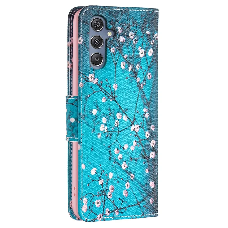 For Samsung Galaxy F34 5G / M34 5G PU Leather Pattern Printing Phone Case Wallet Stand Anti-drop Cover - Plum Blossom